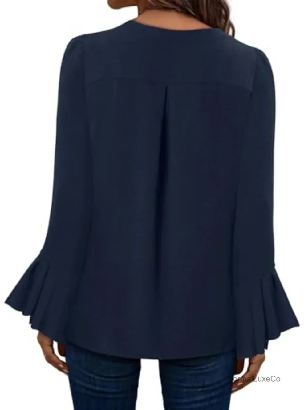 Women's Polyester Long Sleeve Tunic Blouse Casual Crew Neck Loose Fit Top